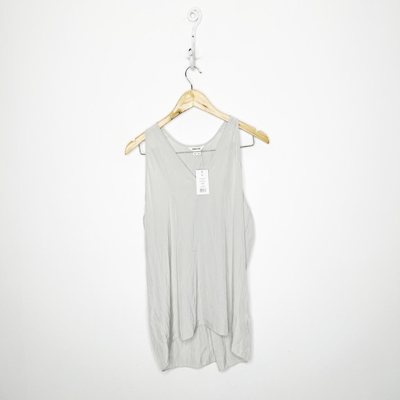 HELMUT LANG Satin V Neck Tank Top GRAY silky womens MEDIUM NWT - Picture 1 of 7